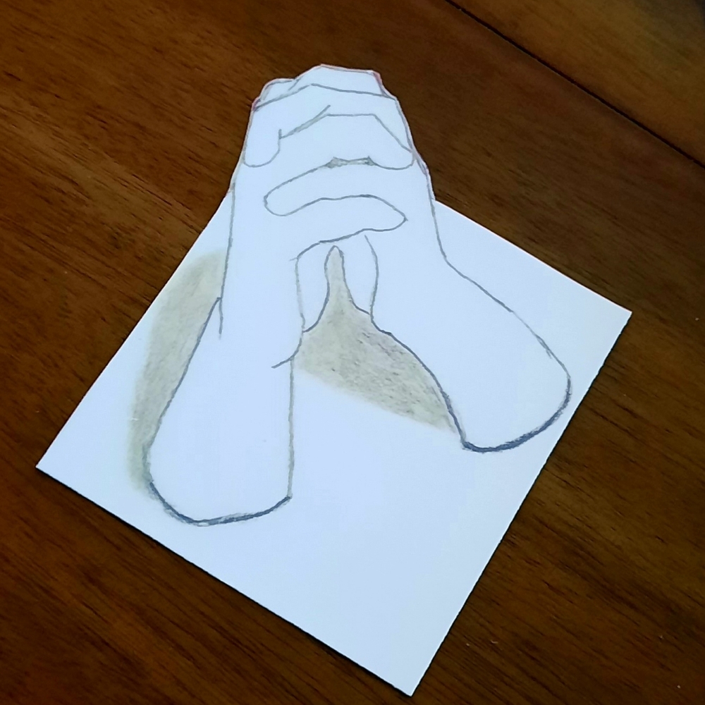3D Praying Hands Sketch Art Print Magnet 4x6